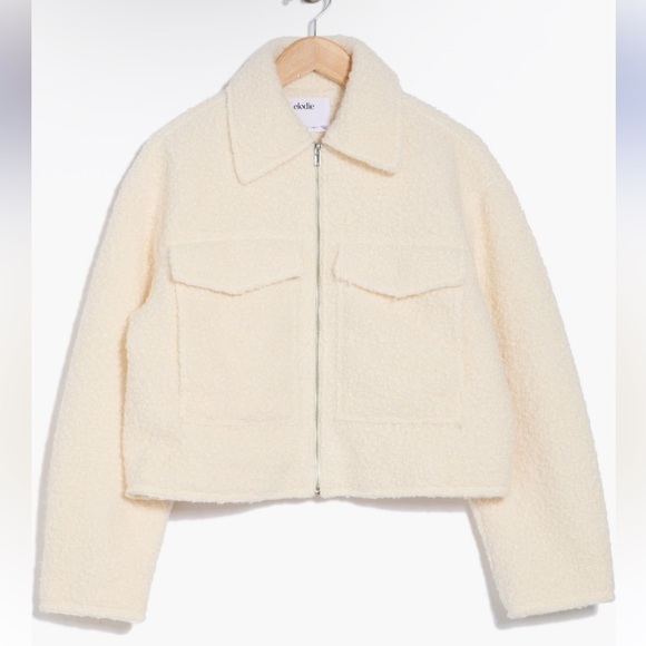 Elodie Women's Minimalist Cozy Full Zip Boucle Cream Jacket Sz XL - Picture 5 of 12